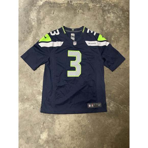 Authentic Russell Wilson Seattle Seahawks Mens Large Nike Jersey, Blue Stitched - Picture 2 of 7